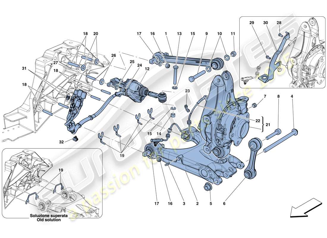 ferrari gtc4 lusso (usa) suspension arrière - bras - schéma des pièces