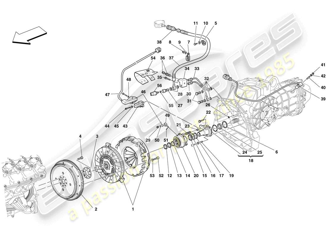 ferrari f430 spider (usa) embrayage et commandes schéma des pièces