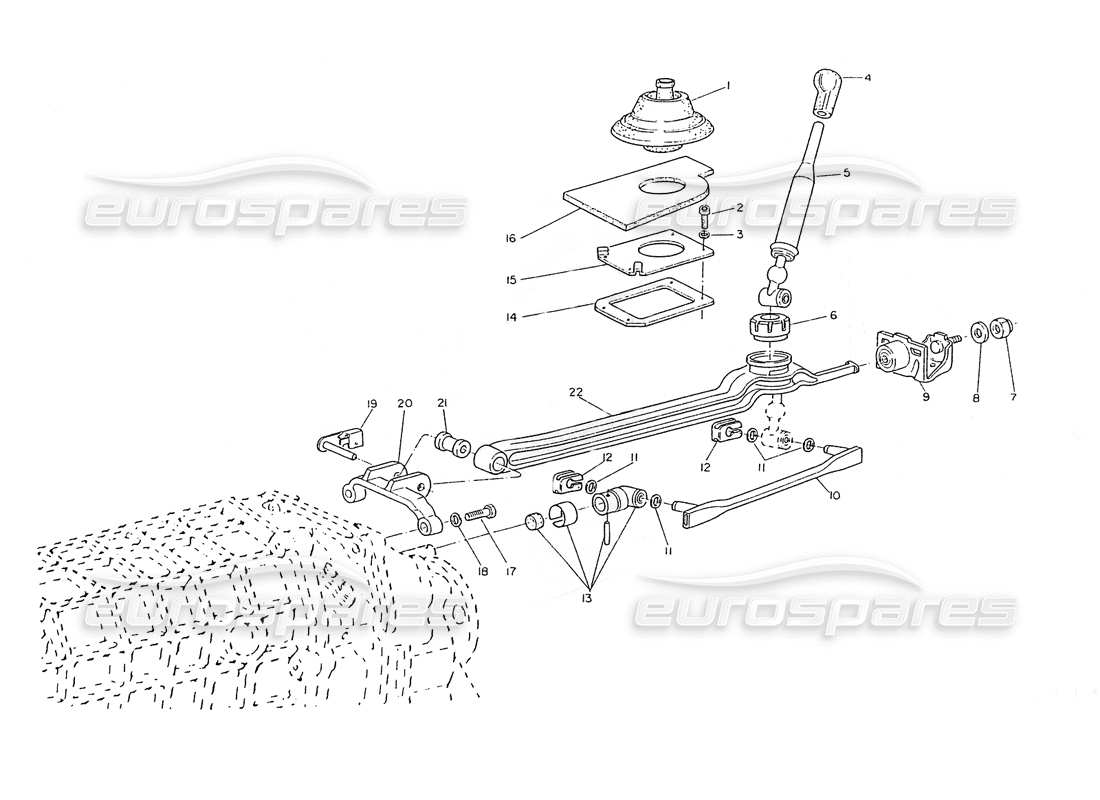 maserati ghibli 2.8 (non abs) commandes externes de la boîte de vitesses schéma des pièces