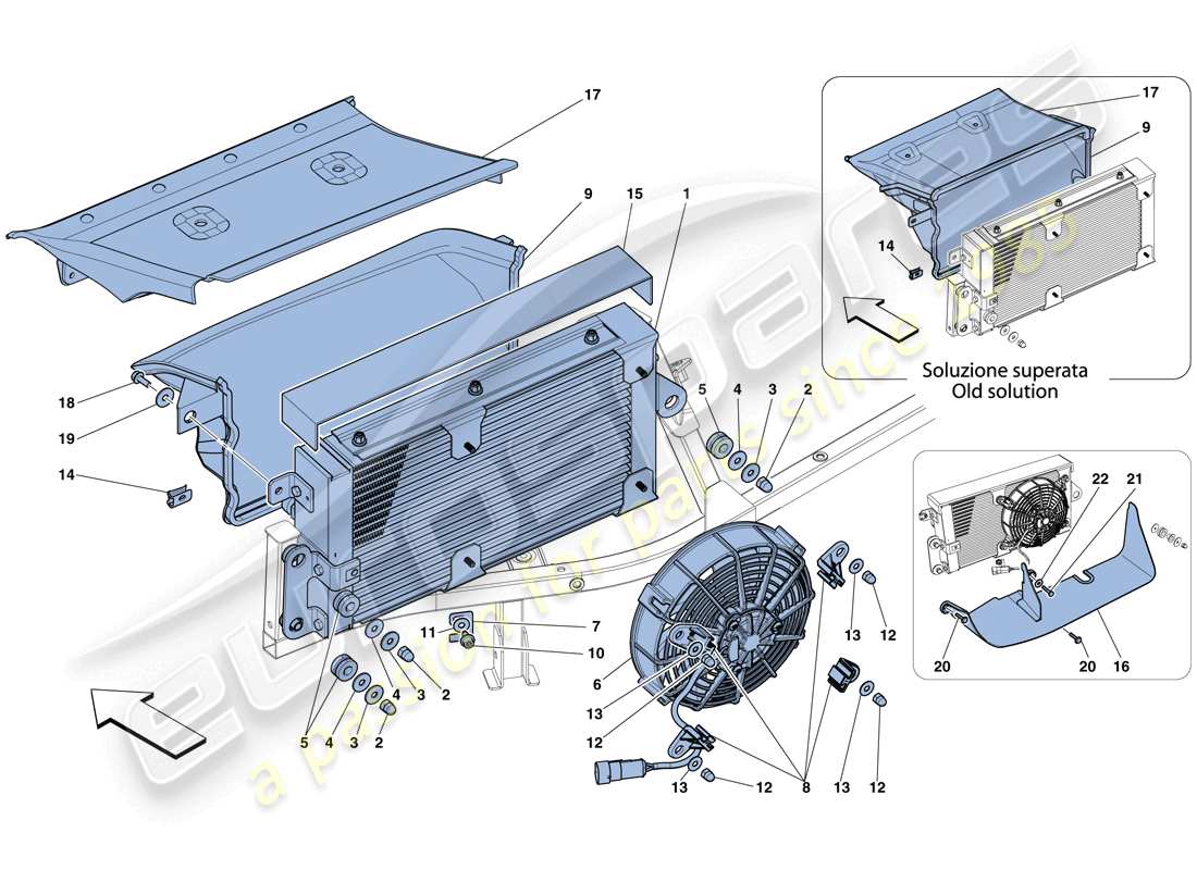 ferrari 458 italia (usa) radiateurs de refroidissement d'huile de boîte de vitesses schéma des pièces