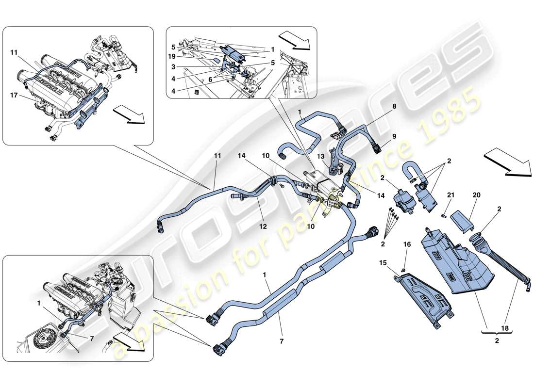 ferrari 458 spider (europe) système de contrôle des émissions par évaporation diagramme des pièces