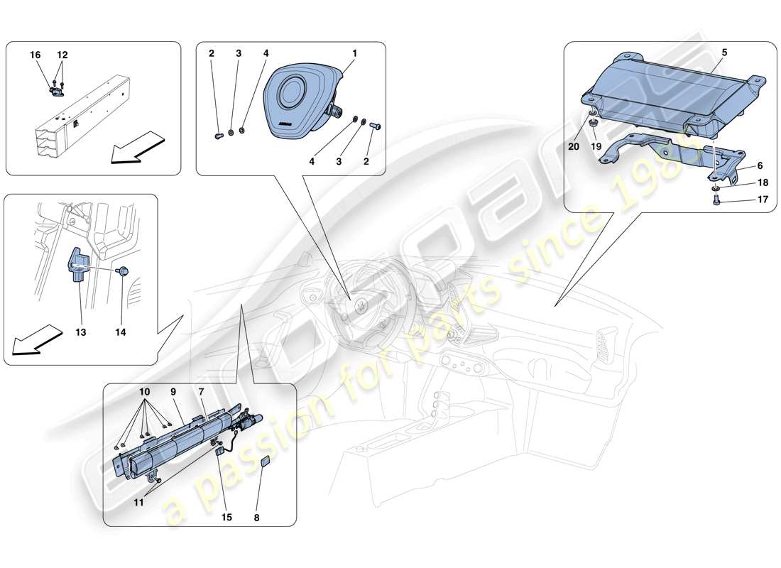 ferrari 458 speciale (usa) diagramme des pièces des airbags