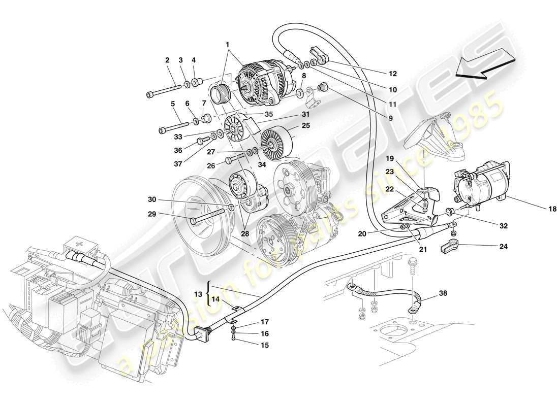 ferrari f430 scuderia (europe) alternateur - demarreur schéma des pièces