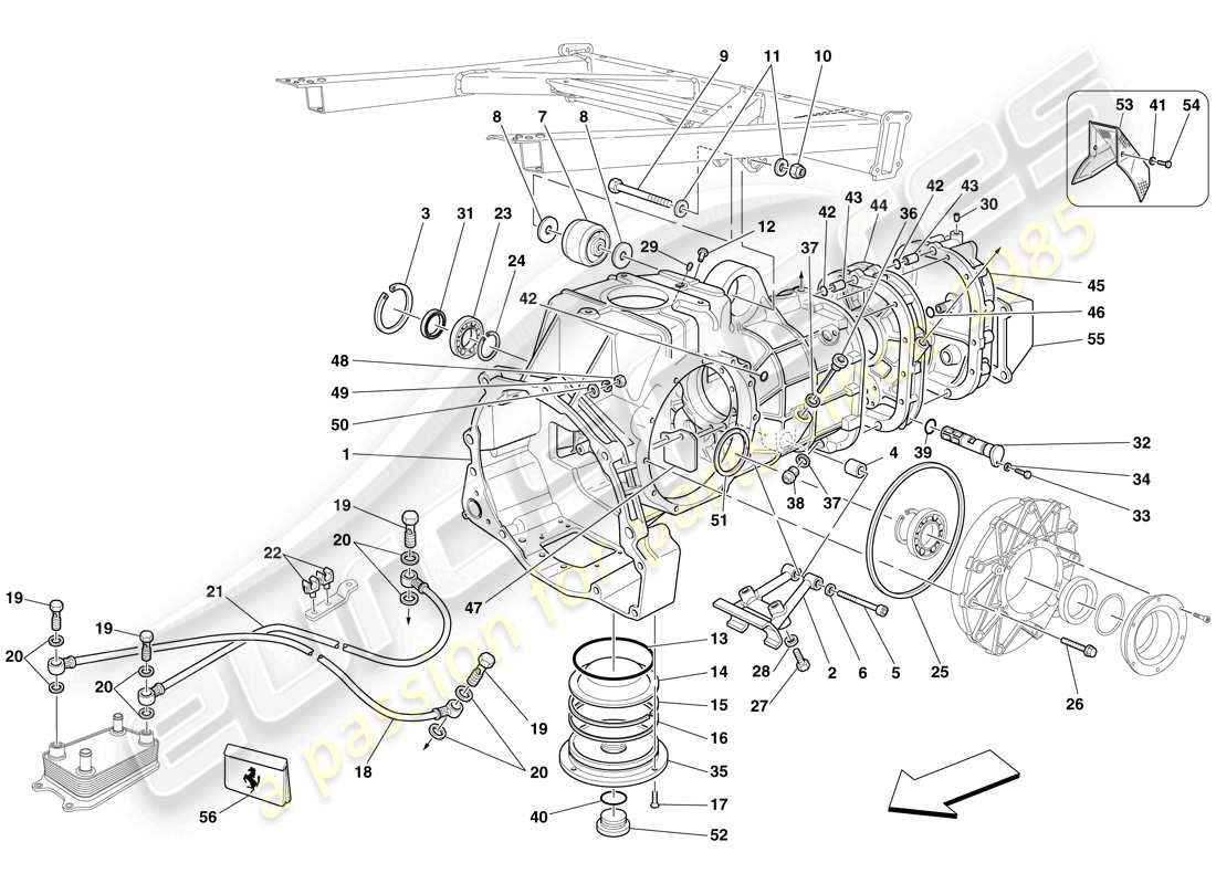 ferrari f430 scuderia (rhd) boite de vitesses - couvercle schéma des pièces
