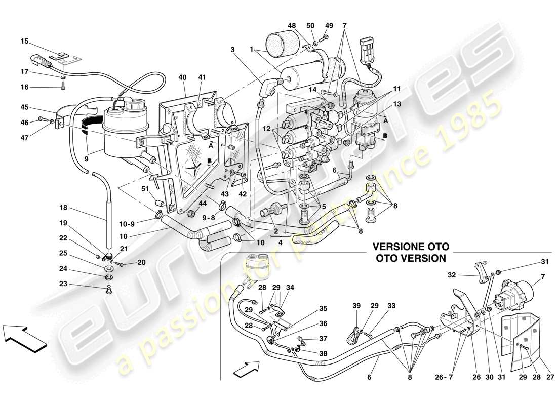 ferrari 612 scaglietti (europe) unité de puissance et réservoir schéma des pièces