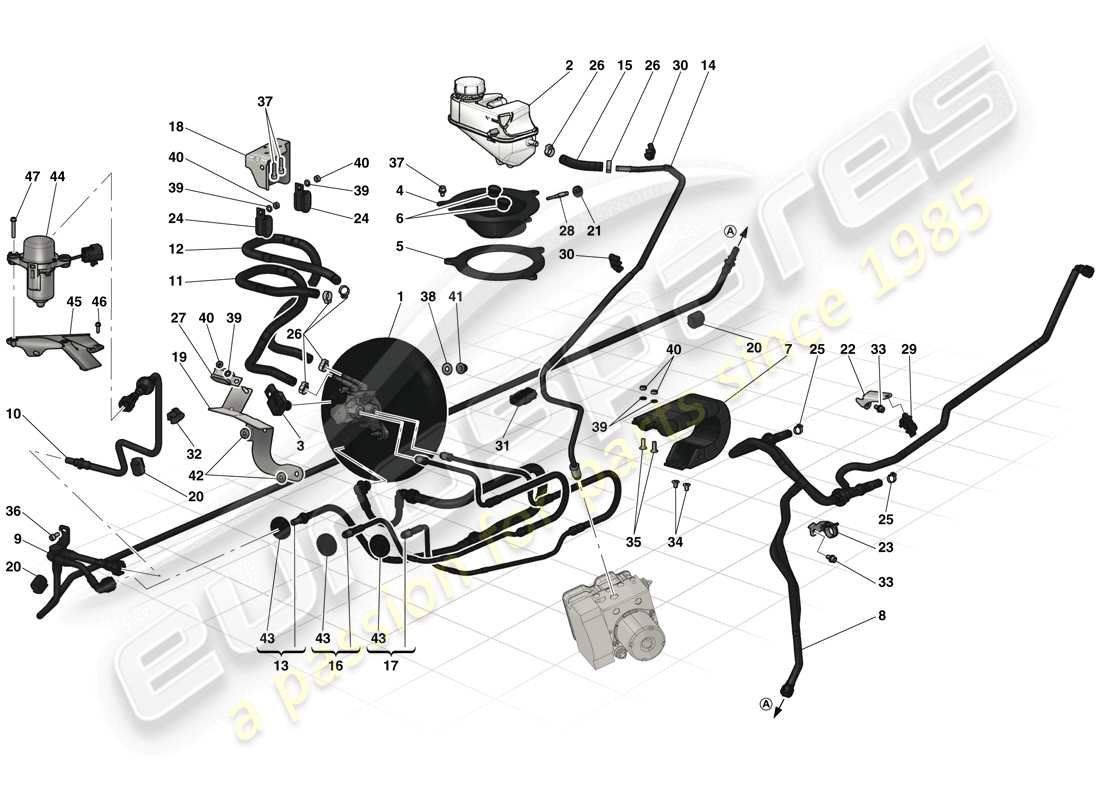 ferrari laferrari (europe) commandes de frein hydrauliques et système de freinage puissé schéma des pièces