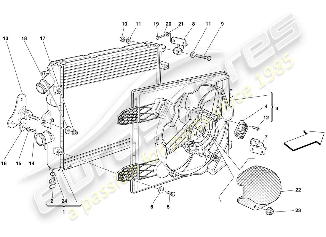 ferrari f430 spider (rhd) radiateurs du système de refroidissement schéma des pièces