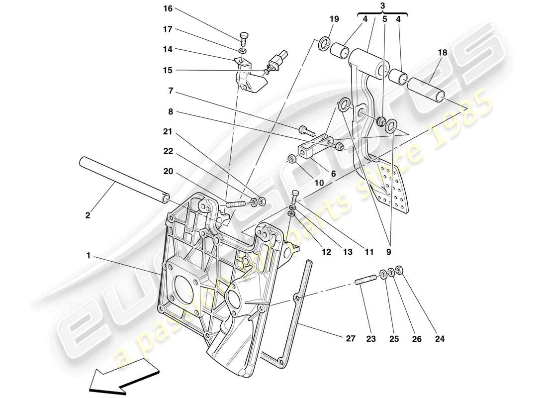 ferrari f430 scuderia (europe) diagramme des pièces du pedal board