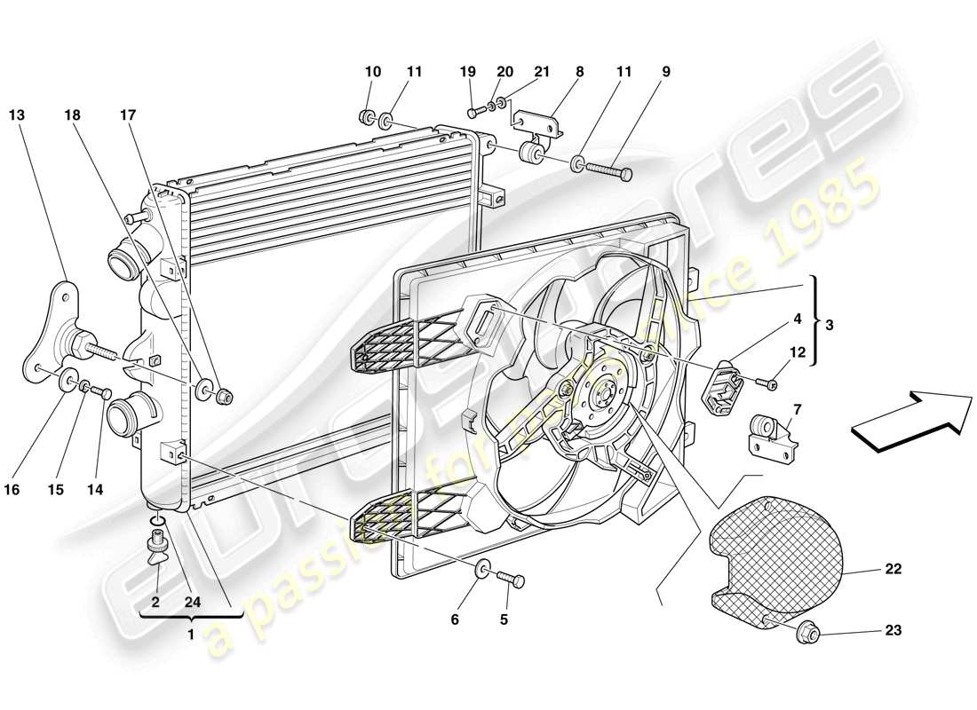 ferrari f430 spider (europe) radiateurs du système de refroidissement schéma des pièces