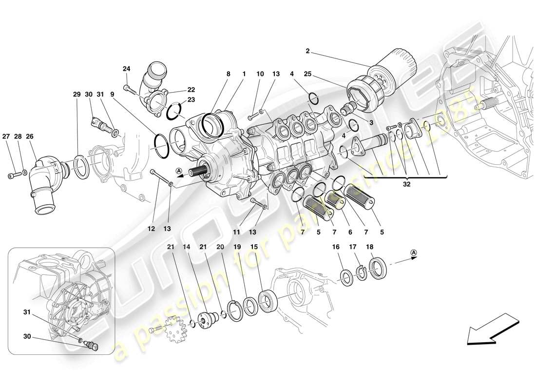 ferrari f430 scuderia spider 16m (usa) pompe à huile / eau schéma des pièces