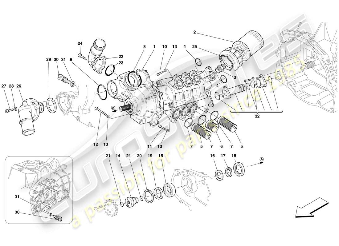 ferrari f430 scuderia spider 16m (usa) pompe à huile/eau schéma des pièces