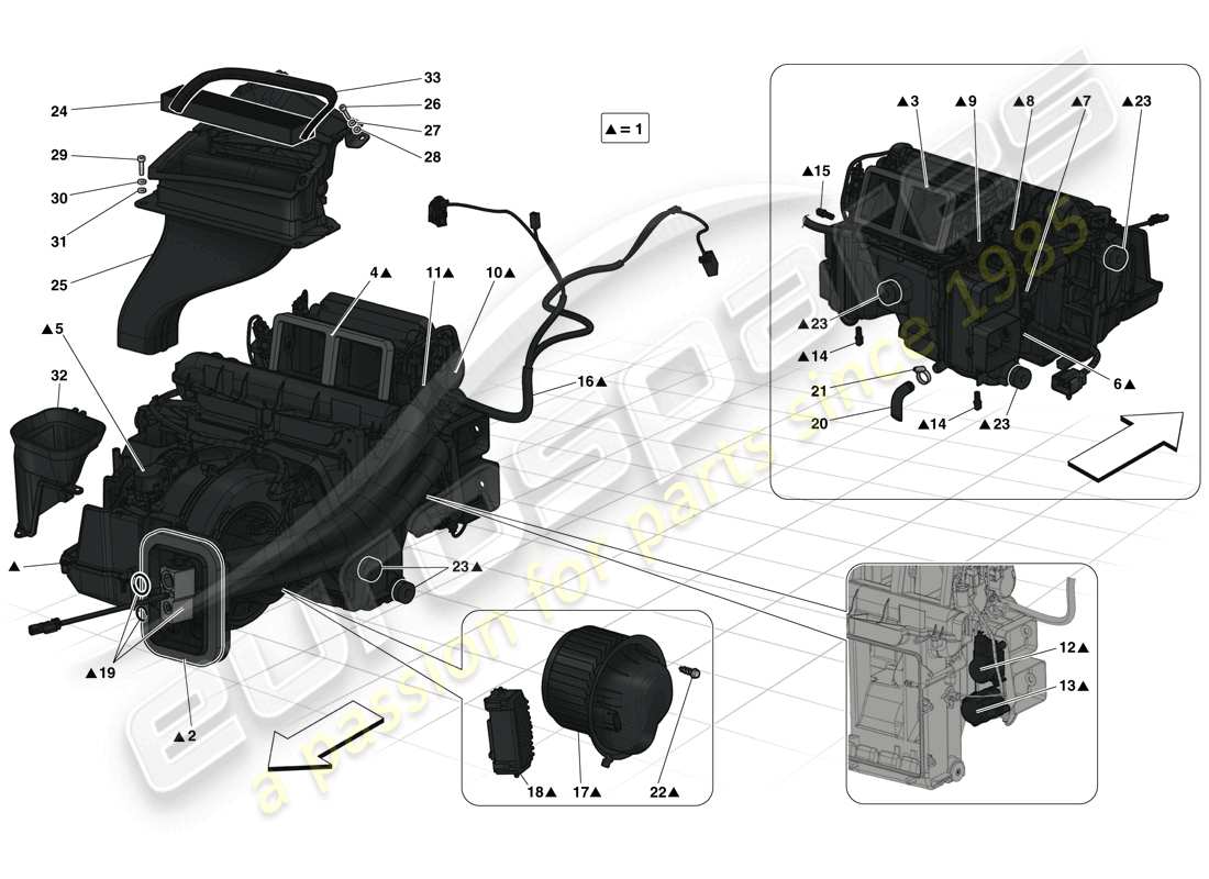 ferrari laferrari (europe) unité d'évaporateur schéma des pièces
