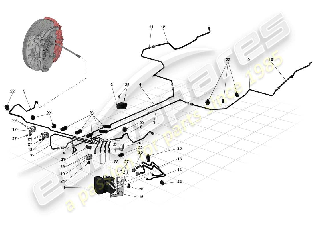 ferrari laferrari (europe) système de freinage schéma des pièces