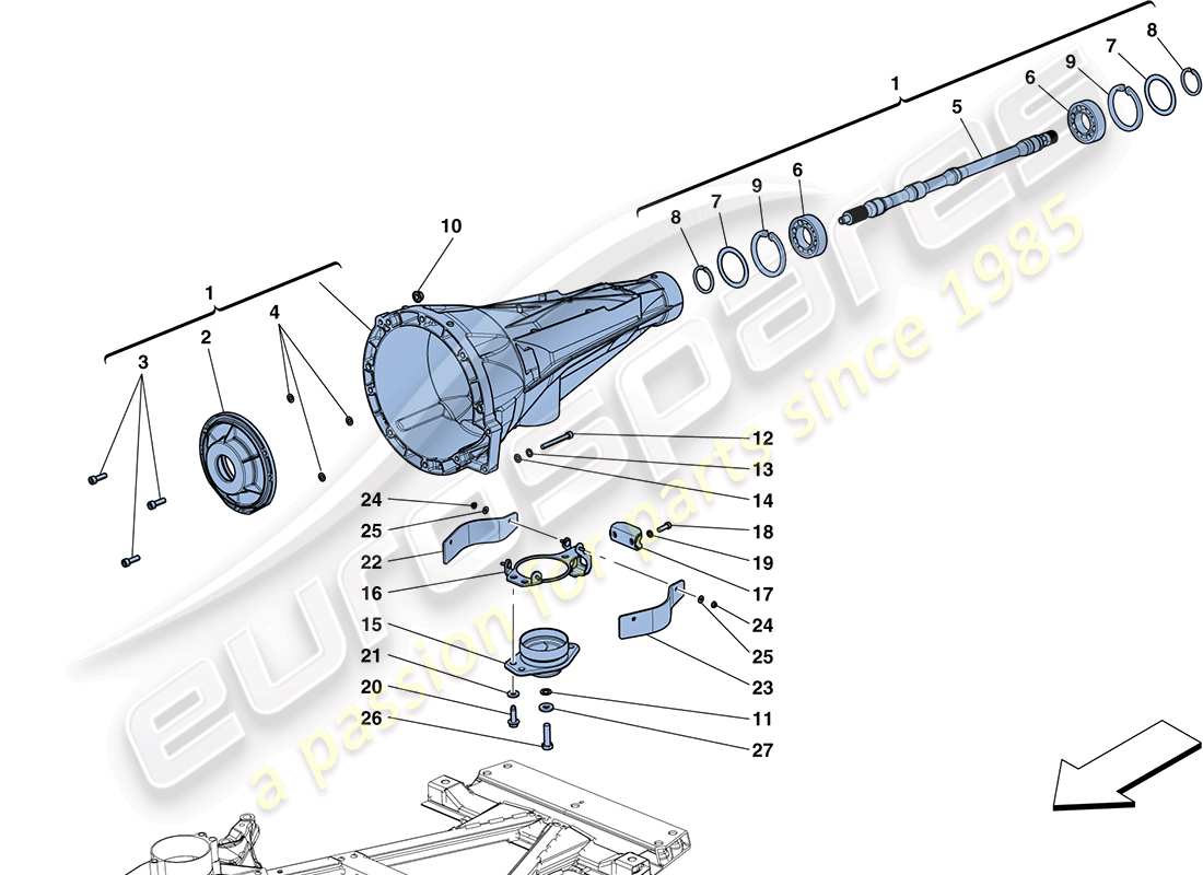 ferrari ff (rhd) schéma des pièces du boîtier de transmission