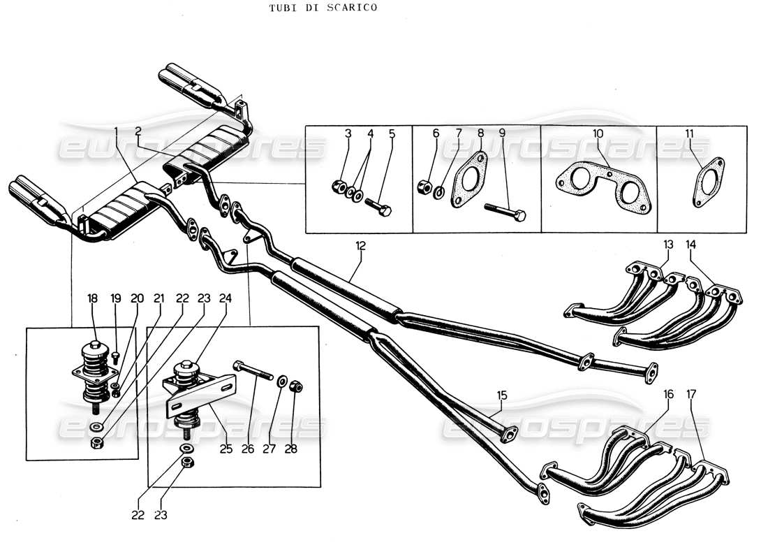 lamborghini espada exhaust (cambio automatico) part diagram