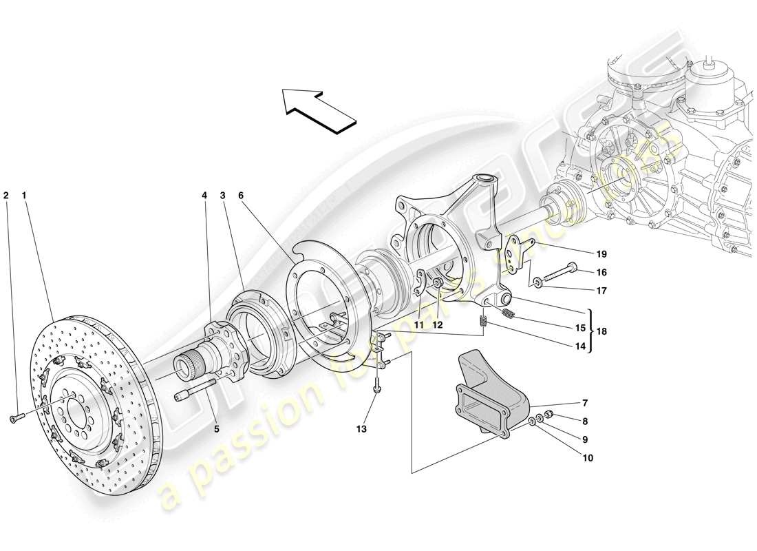 maserati mc12 disque de frein arrière et support de moyeu schéma des pièces
