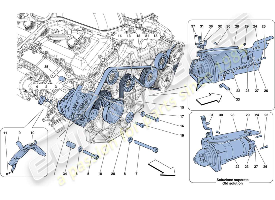 ferrari ff (rhd) alternateur - démarreur schéma des pièces