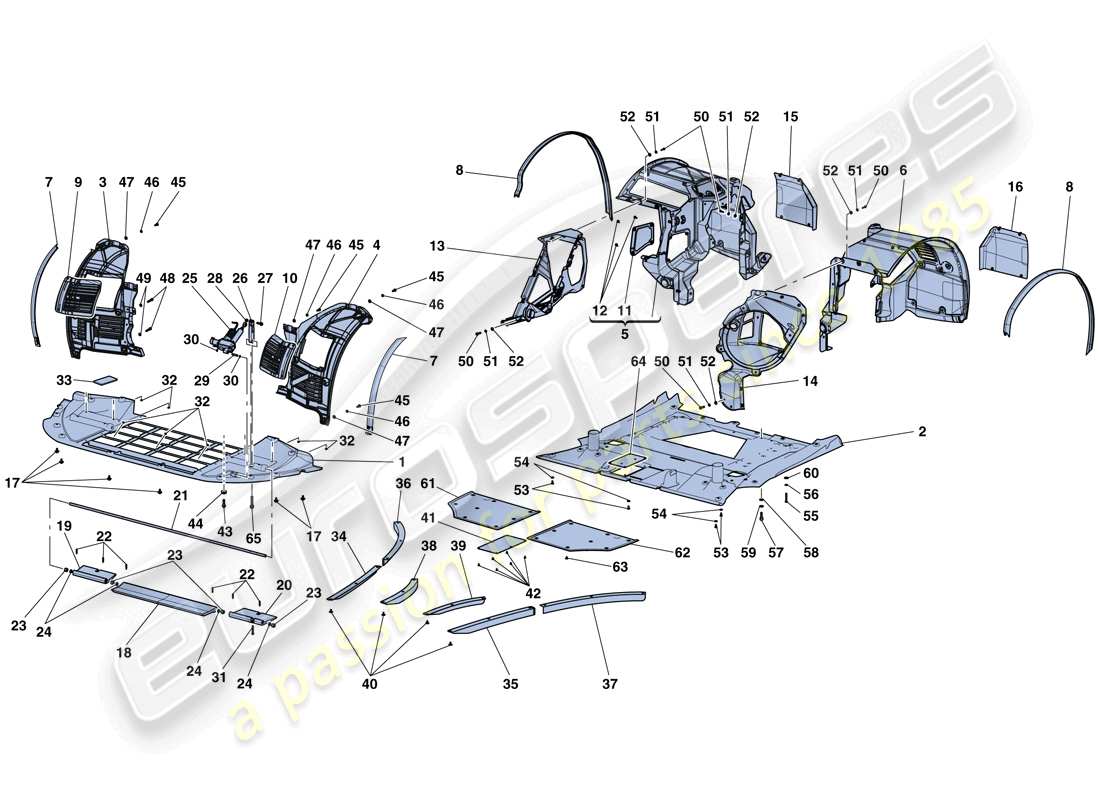 ferrari laferrari aperta (usa) sous-travail plat et toilettes schéma des pièces