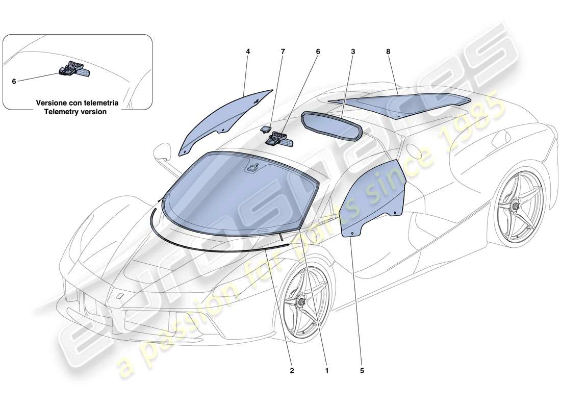 ferrari laferrari aperta (europe) fenêtres et écrans schéma des pièces