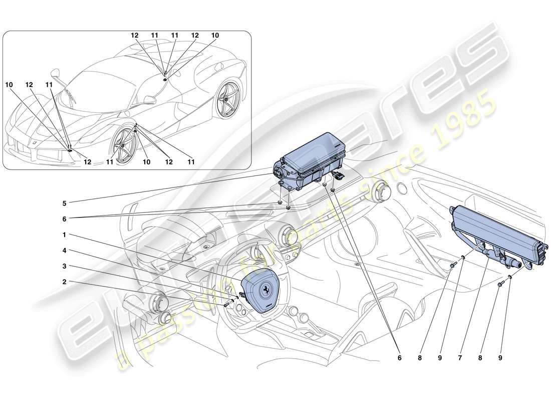ferrari laferrari aperta (usa) diagramme des pièces des airbags