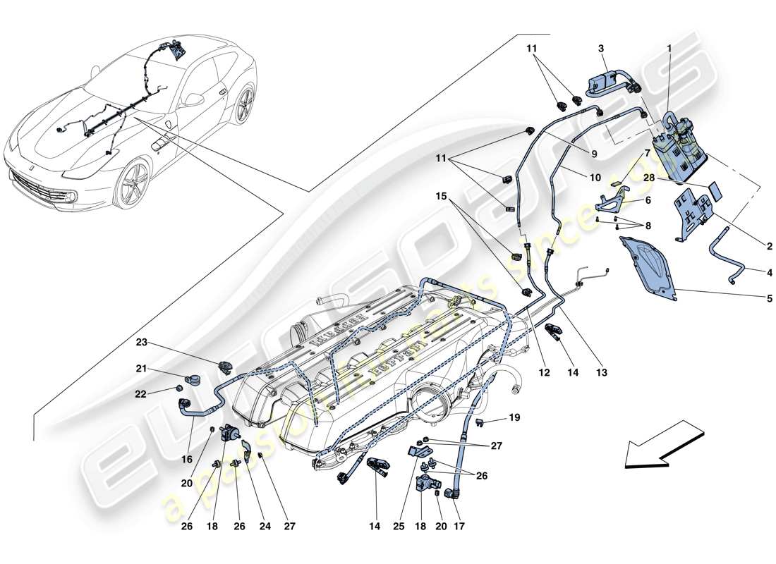 ferrari gtc4 lusso (europe) système de contrôle des émissions par évaporation schéma des pièces