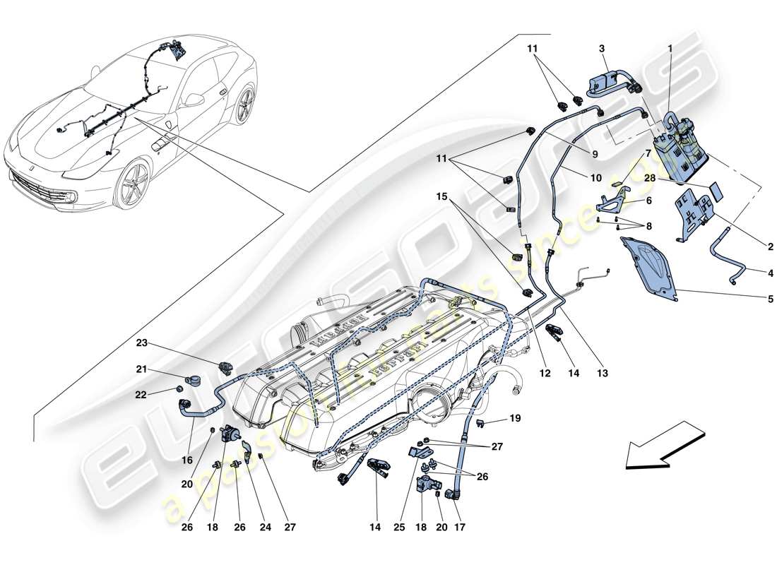 ferrari gtc4 lusso (europe) système de contrôle des émissions par évaporation diagramme des pièces