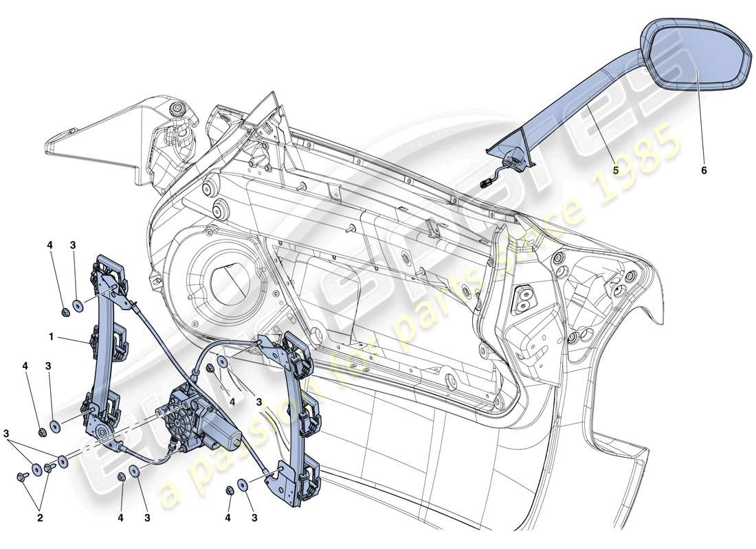 ferrari laferrari aperta (europe) portes - lève-glace électrique et rétroviseur arrière schéma des pièces