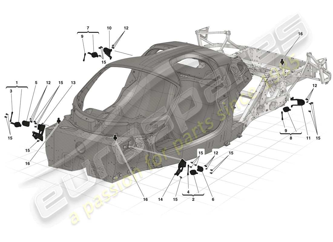 ferrari laferrari (europe) gestion électronique (suspension) schéma des pièces