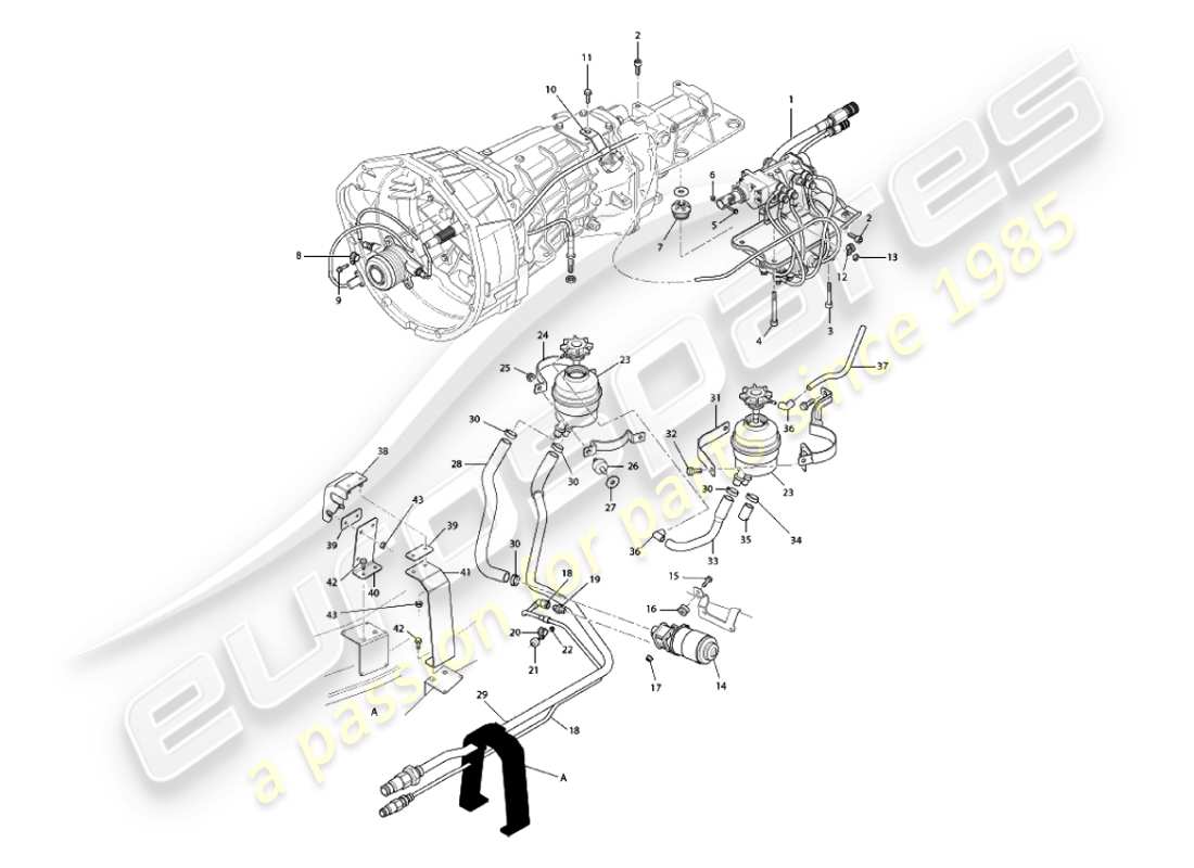 aston martin vanquish (2007) schéma des pièces du système hydraulique asm