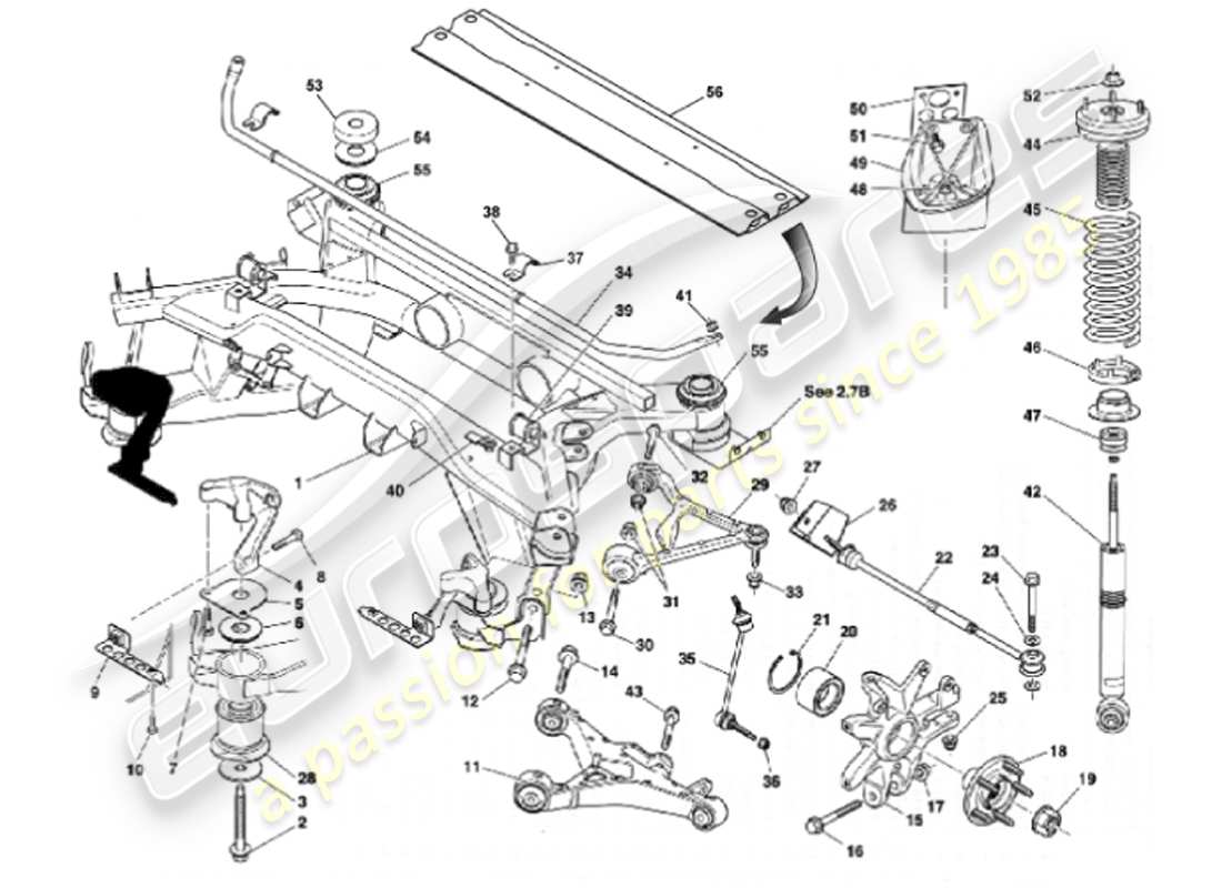 aston martin vanquish (2001) suspension arrière schéma des pièces