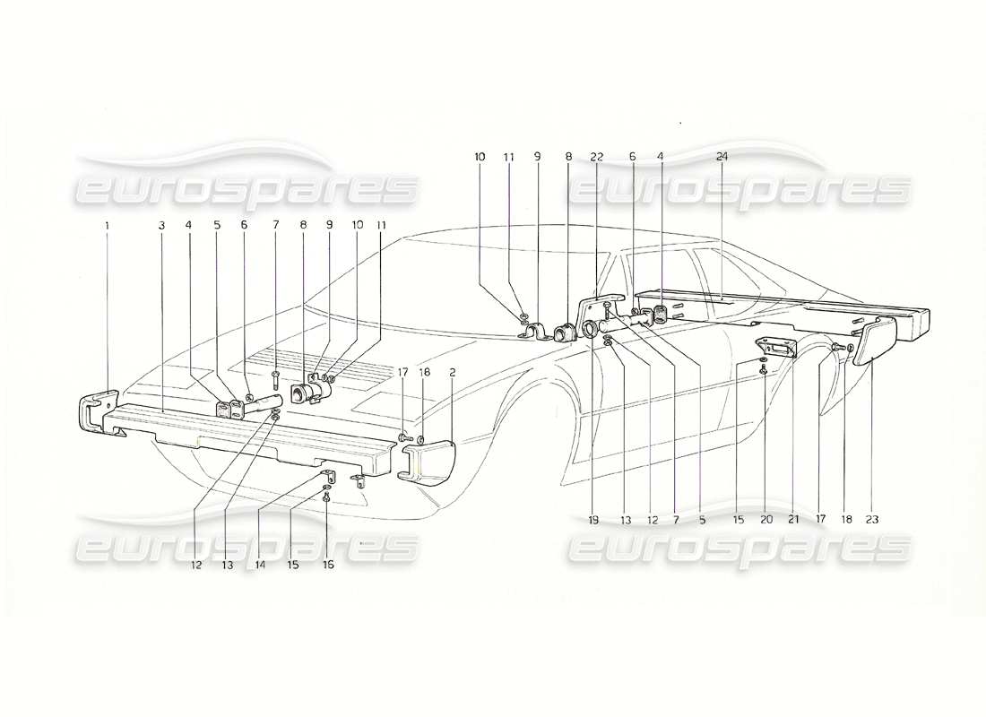 ferrari 308 gt4 dino (1976) pare-chocs (version américaine) schéma des pièces