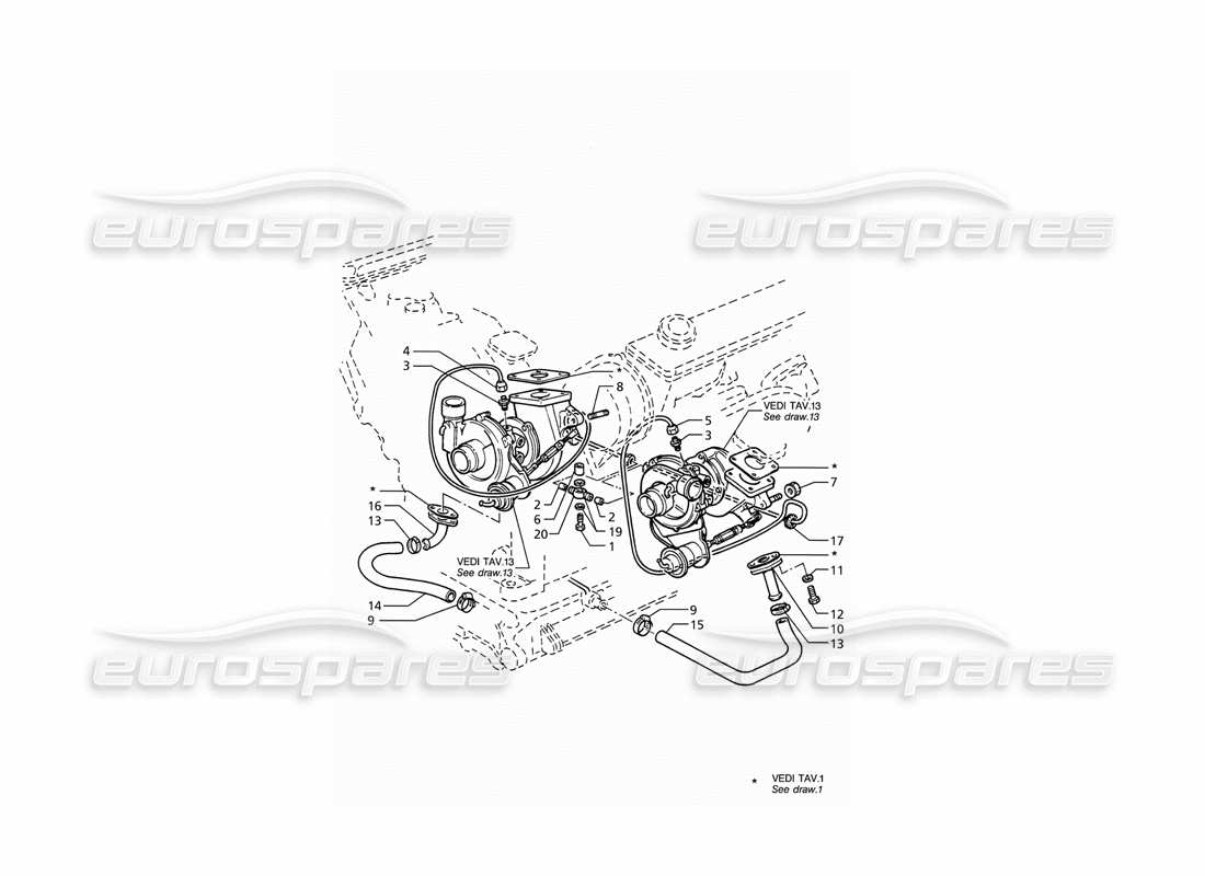 maserati ghibli 2.8 (abs) schéma des pièces de lubrification des turbosoufflantes