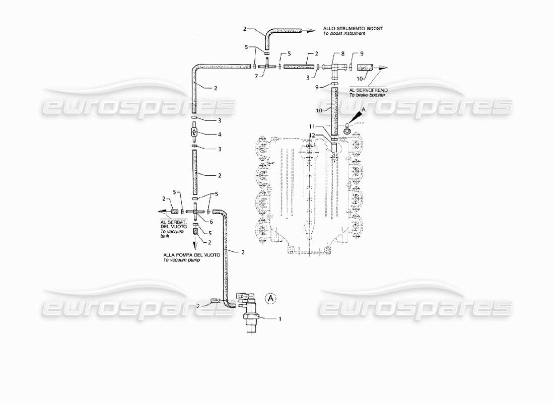 maserati qtp v8 (1998) système de vide des services auxiliaires (lhd) schéma des pièces
