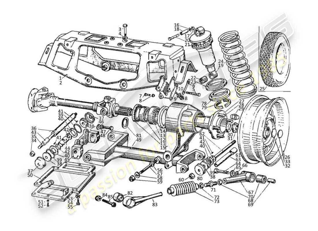 maserati kyalami suspension arrière schéma des pièces