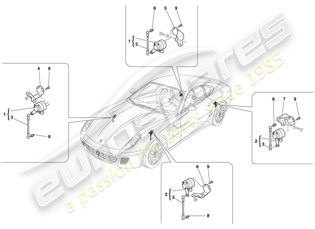 un schéma de pièces du catalogue de pièces ferrari 599 gtb fiorano (europe)