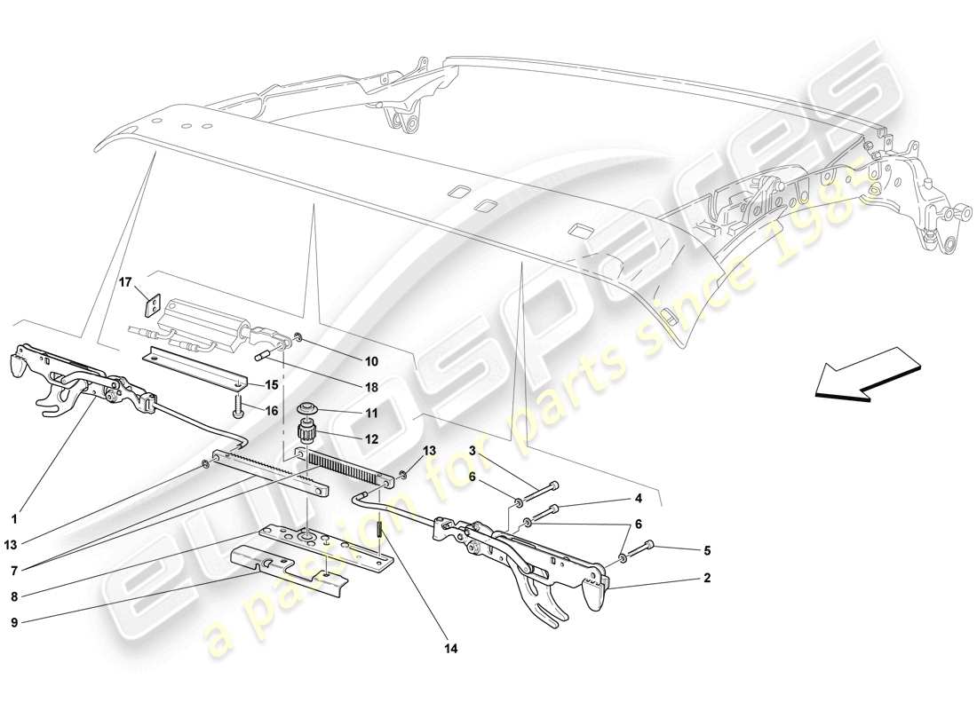 un schéma de pièces du catalogue de pièces ferrari f430 scuderia (usa)