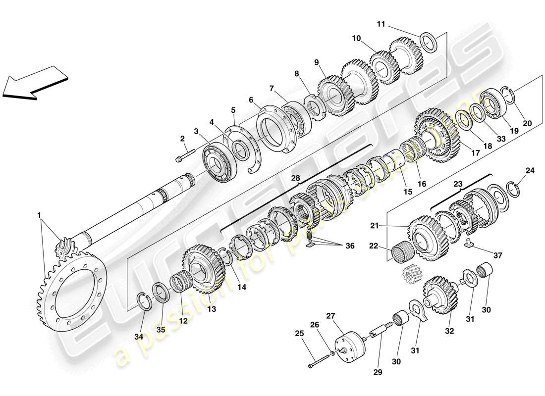 un schéma de pièces du catalogue de pièces ferrari f430 scuderia (rhd)