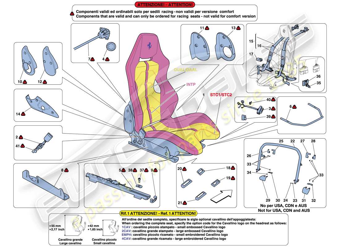 un schéma de pièces du catalogue de pièces ferrari 458 italia (rhd)