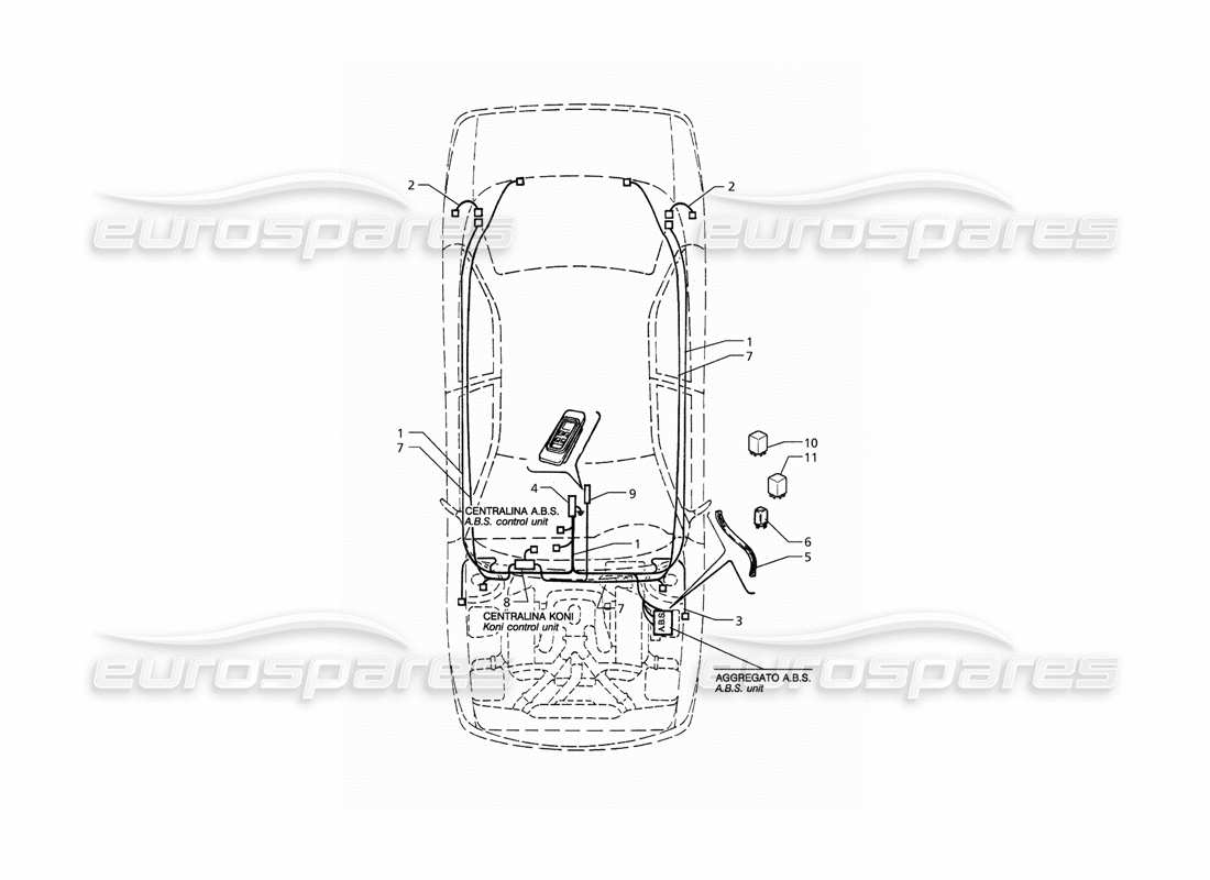 un schéma de pièces du catalogue de pièces maserati qtp. 3.2 v8 (1999)