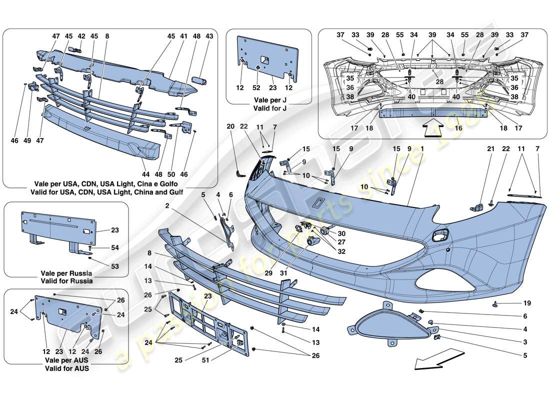 un schéma de pièces du catalogue de pièces Ferrari California T (USA)