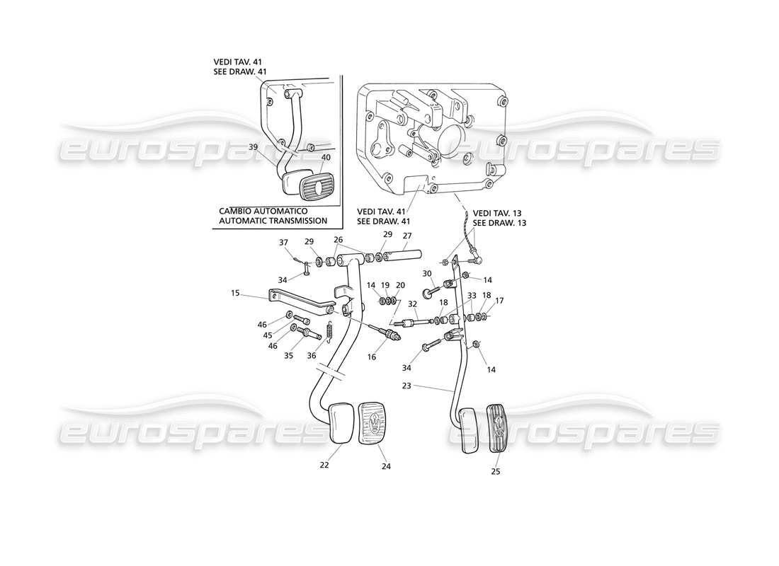 un schéma de pièces du catalogue de pièces maserati quattroporte (1996-2001)
