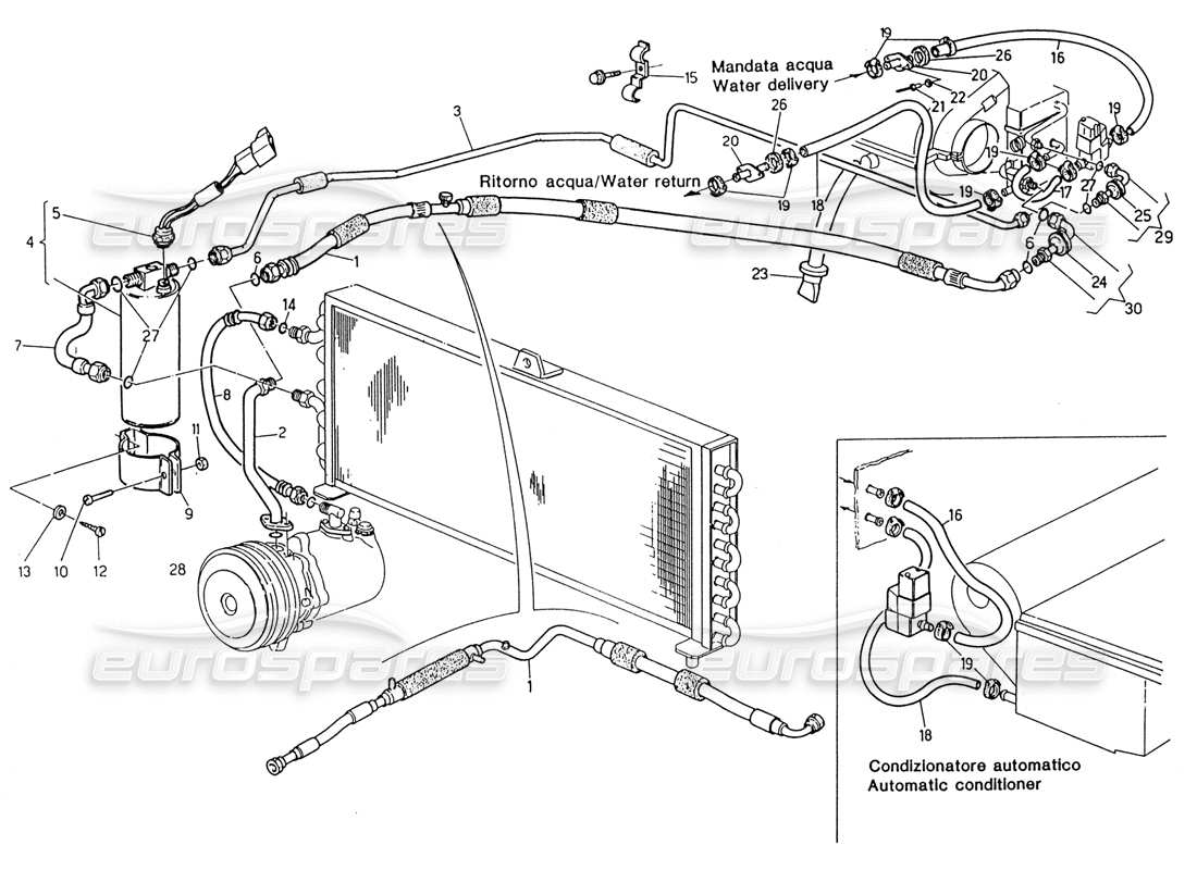 un schéma de pièces du catalogue de pièces maserati 222 / 222e biturbo