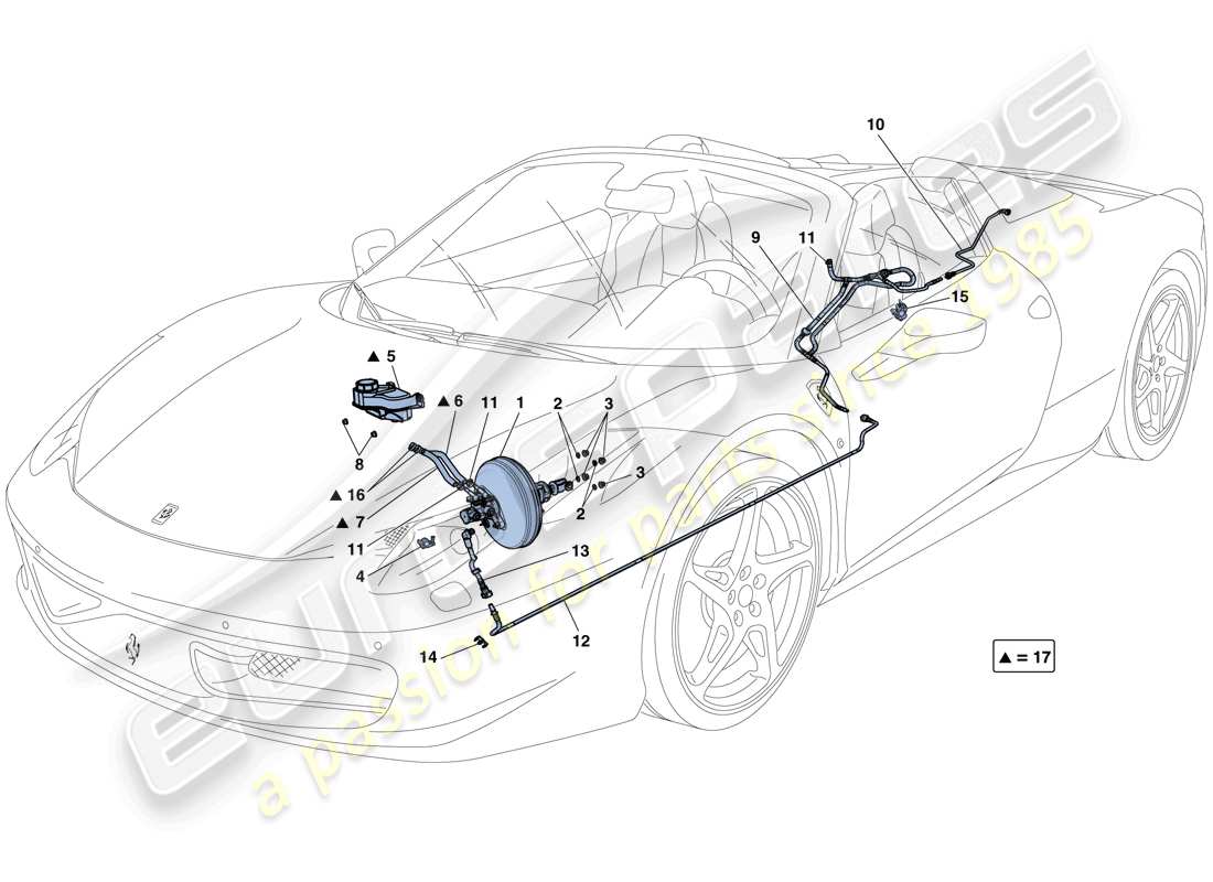 un schéma de pièces du catalogue de pièces ferrari 458
