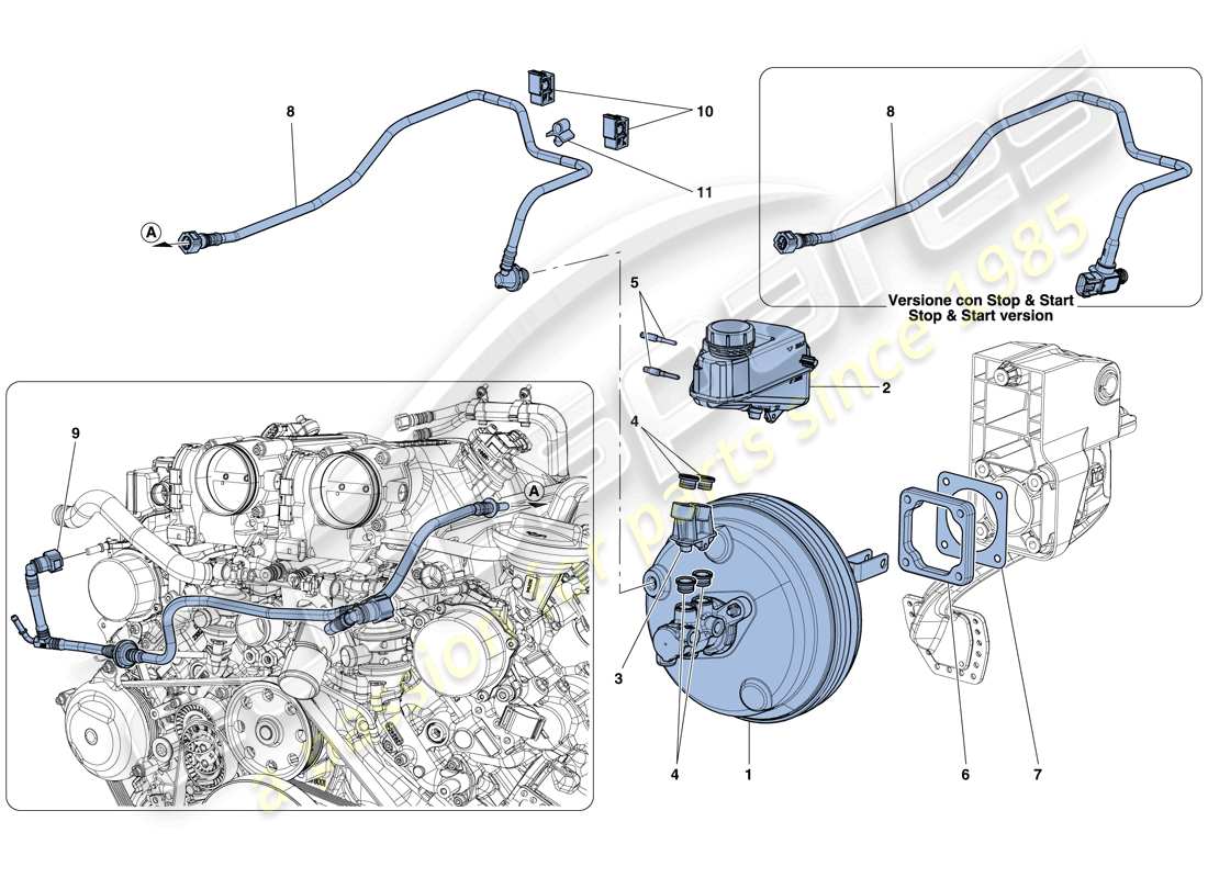 un schéma de pièces du catalogue de pièces ferrari california t (rhd)