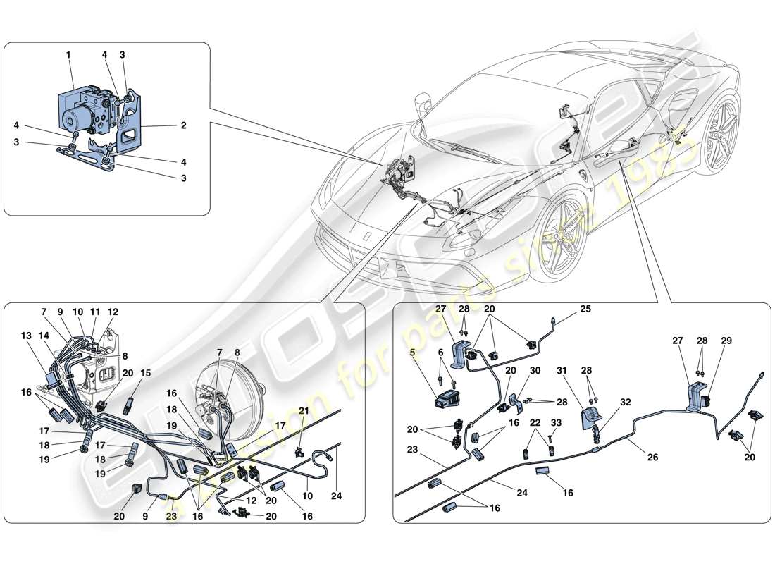 un schéma de pièces du catalogue de pièces Ferrari 488 GTB (RHD)