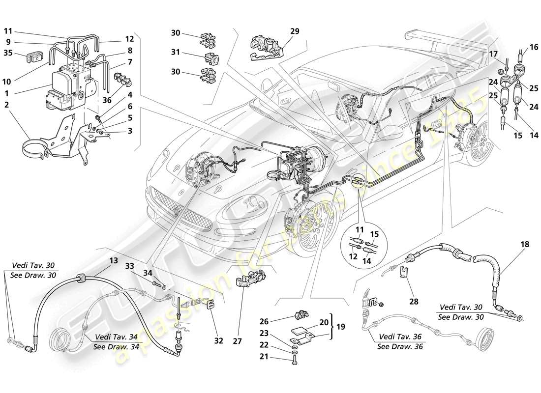 un schéma de pièces du catalogue de pièces maserati trofeo