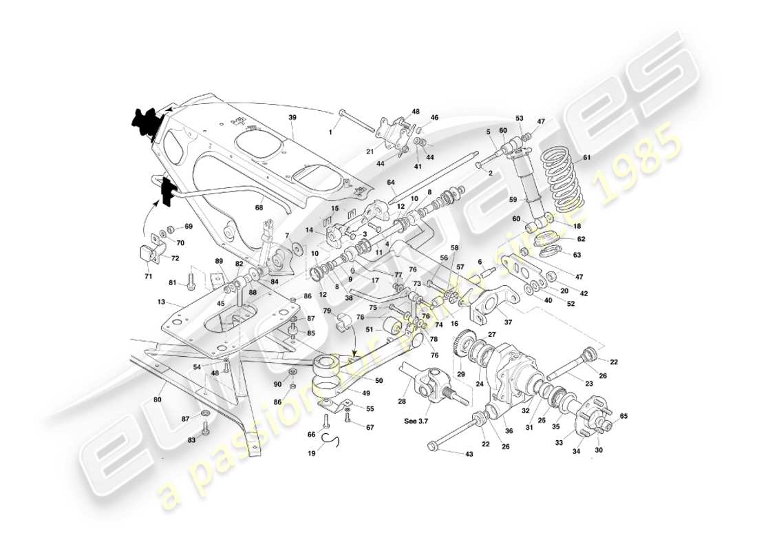 un schéma de pièces du catalogue de pièces aston martin db7