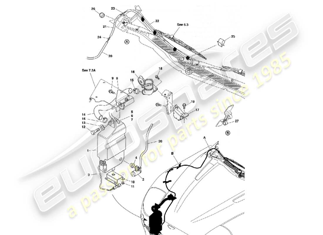 un schéma de pièces du catalogue de pièces aston martin vanquish (2001)
