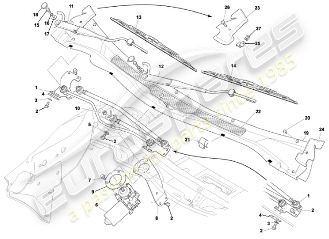un schéma de pièces du catalogue de pièces aston martin vanquish (2001)