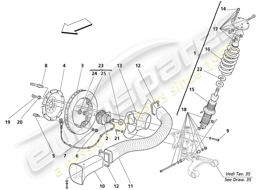 un schéma de pièces du catalogue de pièces maserati trofeo
